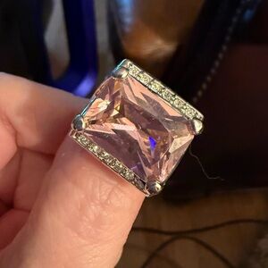 Nolan Miller Silver and Pink Gemstone Ring